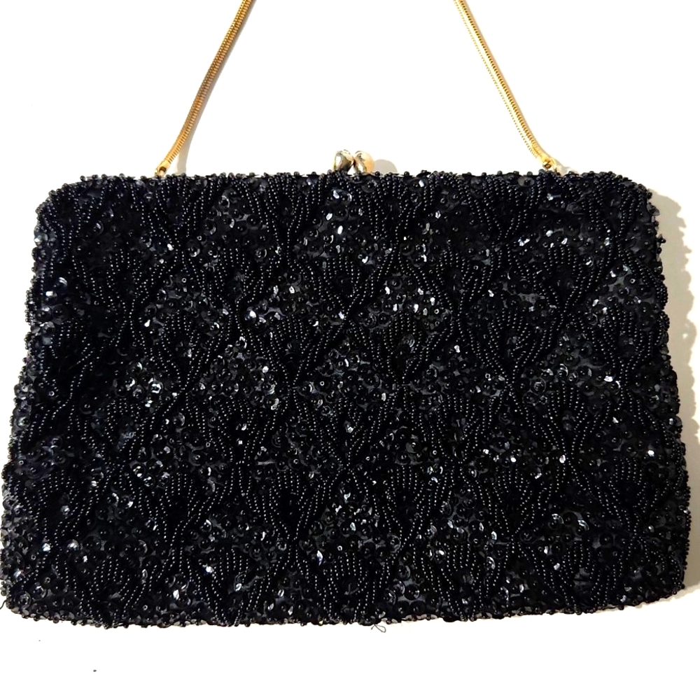 Vintage 1950's Walborg Gorgeous Black Beaded Evening Bag - Picture 2 of 14